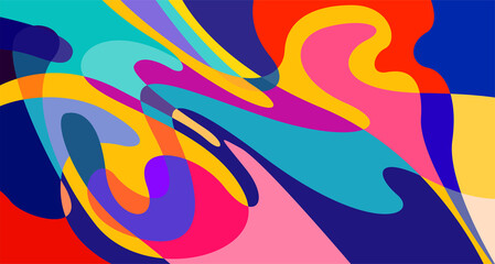 Abstract liquid shape. Fluid geometric design. Isolated gradient waves with geometric lines, dots, batik Indonesia pattern. Vector illustration.