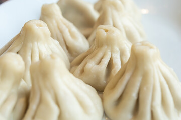 National Georgian cuisine. Khinkali with meat
