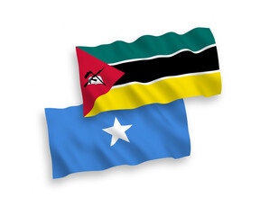 Flags of Republic of Mozambique and Somalia on a white background