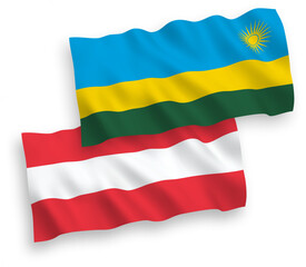 Flags of Austria and Republic of Rwanda on a white background