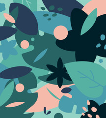 Motif de feuilles de plantes tropicales pour impression papier, tissu. Illustration vectorielle à customiser à vos couleurs - obrazy, fototapety, plakaty