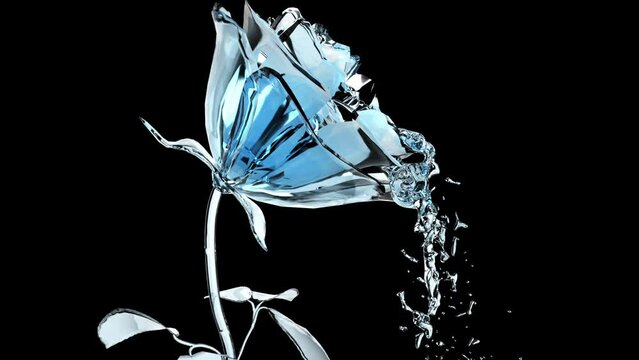 blue rose petals with active water serum 3d rendered
