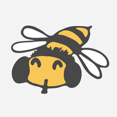bee vector. Gray and whole color. On an isolated background. Botanical object. Vector printing of fabrics and polygraphy products.