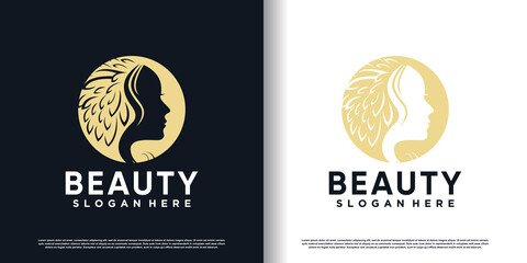 Beauty logo with creative design Premiun Vector