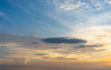 Beautiful sunset sky background in the blue sky