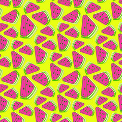 Watermelons slices pattern. Seamless vector background.