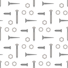 seamless pattern of screws, bolts and nuts