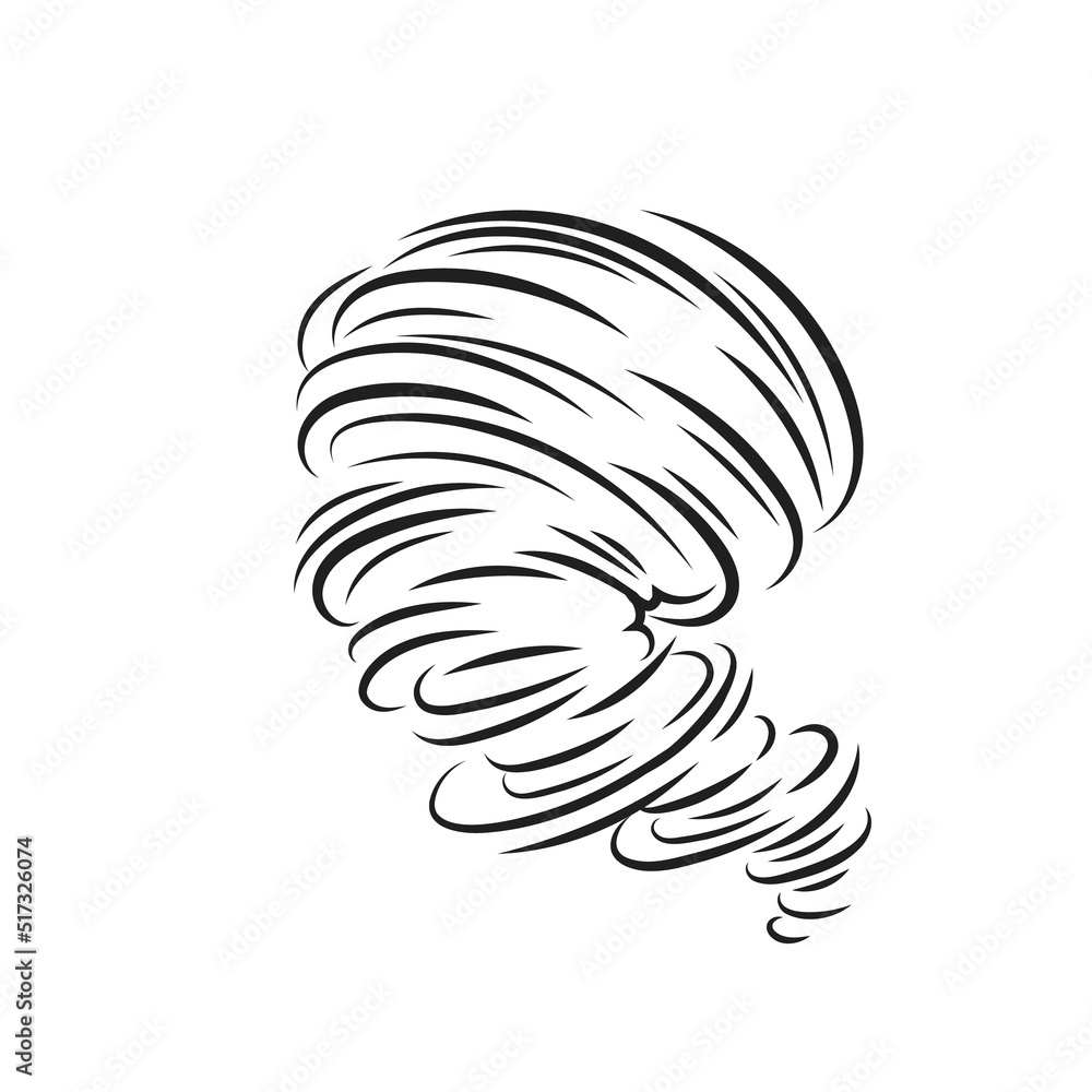 Wall mural tornado line icon, spiral whirlwind and hurricane - Wall murals