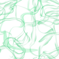 Abstract seamless green and white pattern. The effect of smoke or steam. Twisted pattern transparent in motion. Modern design. Endless background and wallpaper. For fabric and design.	