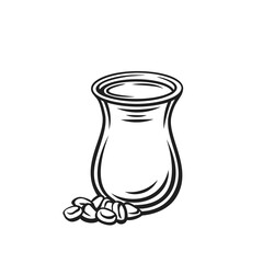 Turkish drink, sherbet in glass tea cup line icon, sweet serbet with syrup in cafe menu