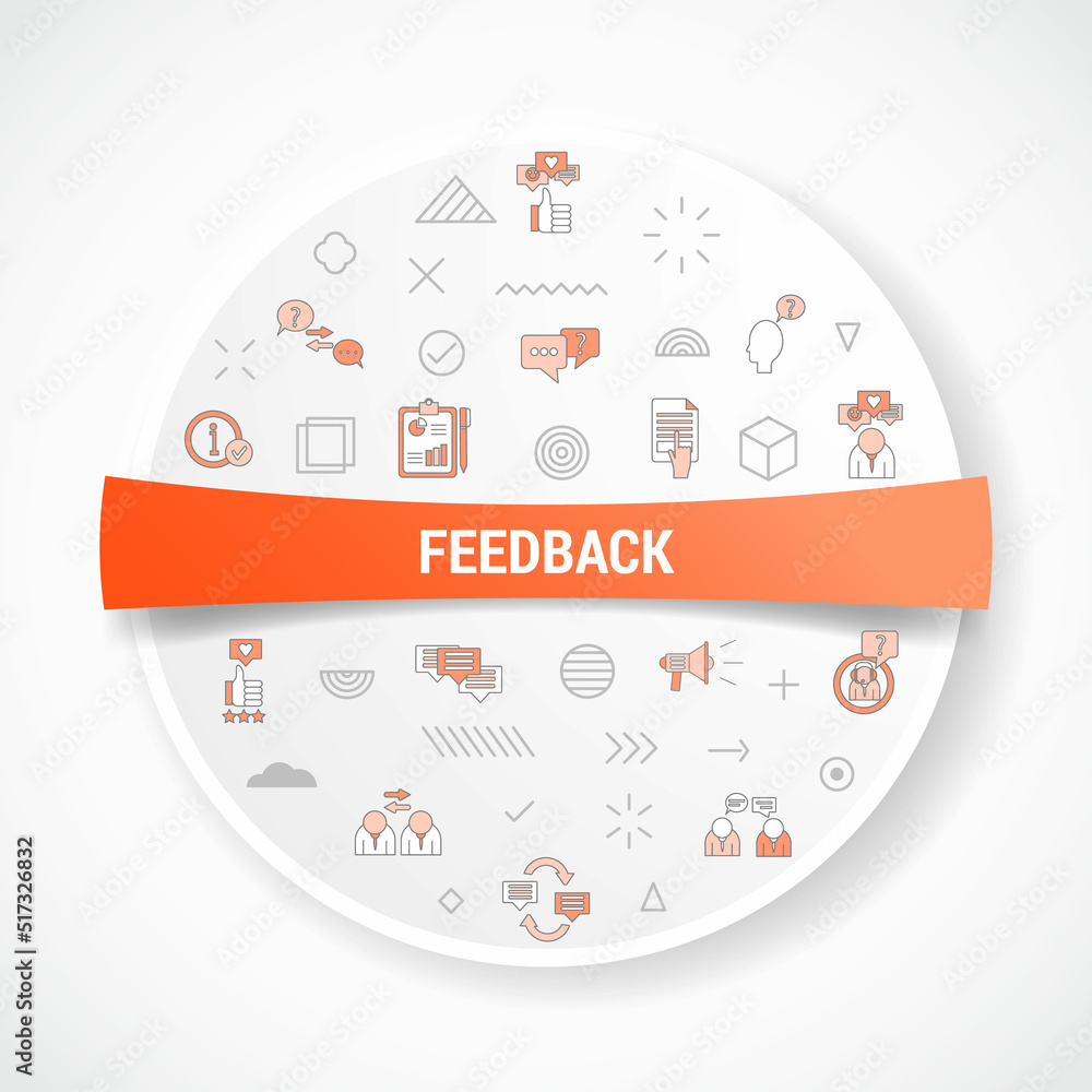 Poster feedback concept with icon concept with round or circle shape for badge