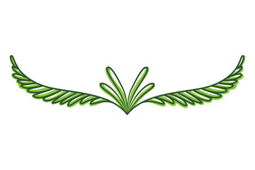 Green text divider, page separators design. Line border, laurel, organic frame with plant. Floral decorative element. Natural flourishes, curve line vector collection isolated on white