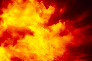 Black yellow orange red sky. Bloody fiery red dramatic sky background with space for design. Night....