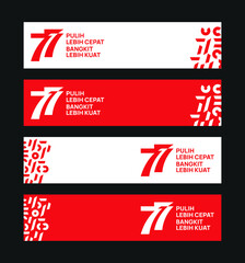 Anniversary Logo of Republic of Indonesia. Independence Day. 77 Years. Pulih Lebih Cepat, Bangkit Lebih Kuat (Translate: Recover Faster, Rise Stronger). Vector.