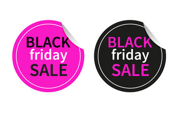 Round stickers black Friday sale in black and crimson colors