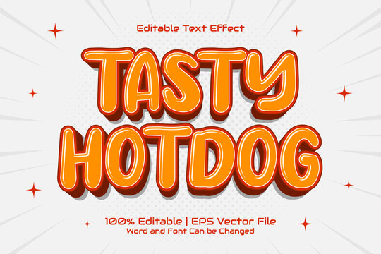 Tasty Hotdog editable text effect Flat Cartoon style