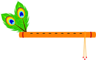 Hindu God Krishna Flute. Pixel art. Isolated vector illustration. © Beaut