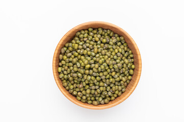 Mung bean, Vigna radiata seeds isolated on white background.