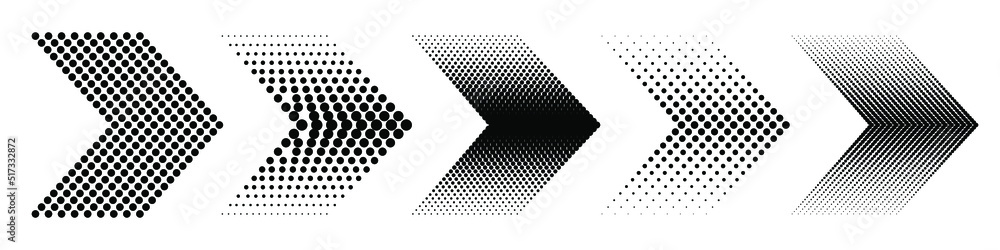 Wall mural arrows. set of dotted arrows. halftone arrows. vector illustration.