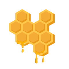 Honey beekeeping icon set with honeycomb, honeybee - bee insects, honey jar, drop, syrup toast. Flat vector illustrations isolated on white background. Organic food design concept