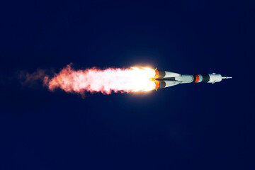 Naklejka na ściany i meble Rocket launch into space. Elements of this image furnished by NASA