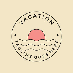 ocean summer vacation logo minimalist line art illustration design