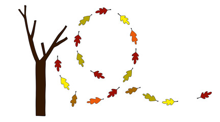 Autumn tree and autumn leaves