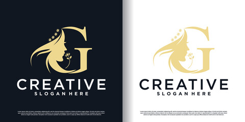 Letter logo G with beauty concept Premium Vector