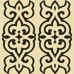 Asian kazakh nomadic tribes on background. Ethnic patterns.