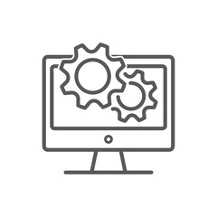 vector outline design of monitor and gear icons.