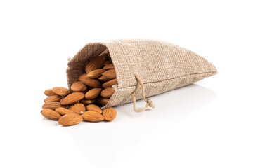 Almonds on a white background
