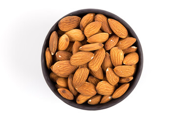 Almonds on a white background