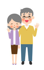 寄り添う笑顔のシニア夫婦