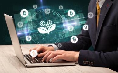 business hand working in stock market