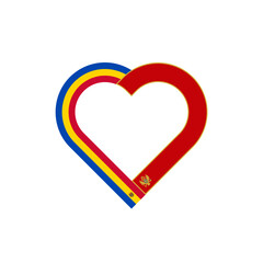 friendship concept. heart ribbon icon of moldova and montenegro flags. vector illustration isolated on white background