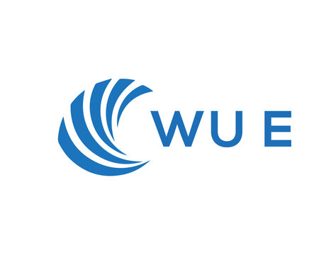 WUE Flat accounting logo design on white background. WUE creative initials Growth graph letter logo concept. WUE business finance logo design.
