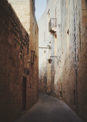 narrow street in the ancient city of Mdina