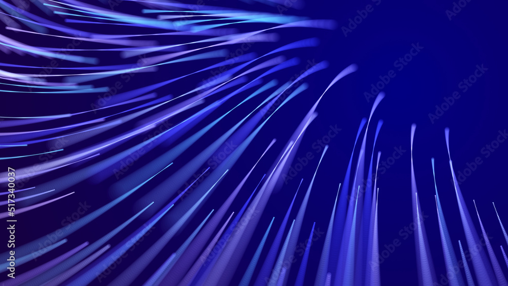 Poster digital background with movement of glowing particles. complex technologies of big data. 3d renderin