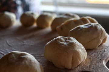 Uncooked pastry making process close up