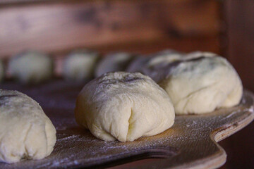 Uncooked pastry making process close up