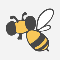 bee vector. Gray and whole color. On an isolated background. Botanical object. Vector printing of fabrics and polygraphy products.