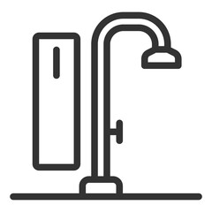 Shower cabin, shower with faucet - vector sign, web icon, illustration on white background, outline style