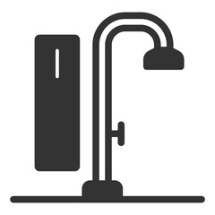 Shower cabin, shower with faucet - vector sign, web icon, illustration on white background, glyph style