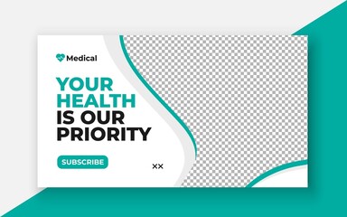 Medical healthcare youtube thumbnail and web banner template.Editable video thumbnail template