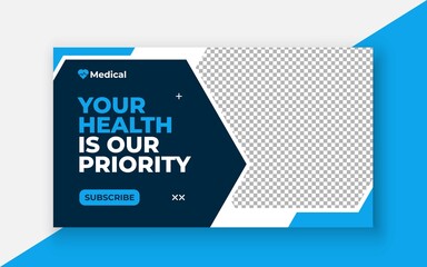 Medical healthcare youtube thumbnail and web banner template.Editable video thumbnail template