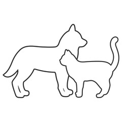 Illustration of the outline of a dog and a cat on a white background