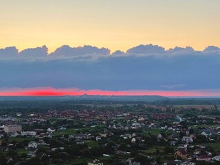 beautiful clouds during sunset over the outskirts of Kyiv