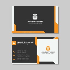 Modern business card template in orange and black color 