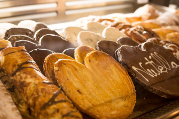 different sweet cakes from a Spanish pastry shop