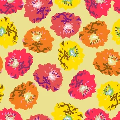 Stof per meter seamless plants pattern background with mixed flowers , greeting card or fabric © MYMNY